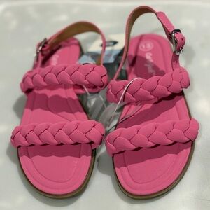 Cat & Jack Little Girls Pink Braided Strap Sandals